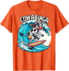 Funny Surfing Shirts for Surfers Cowabunga Beach Surfing Cow Surfingboard Surfboard T-Shirt - Orange