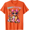 Farm Animal Highland Cow easter Gifts Happy Easter Day Highland Cow Cute Holiday Bunny Women Kids T-Shirt - Orange