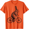 Rabbit on a Bike Bunny Bicycle Cycing Biking Men Women Kids T-Shirt in Orange