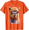 Funny Llama Lover Graphics Alpaca with Sunglasses Animal Art Graphic Funny Llama T-Shirt - Orange
