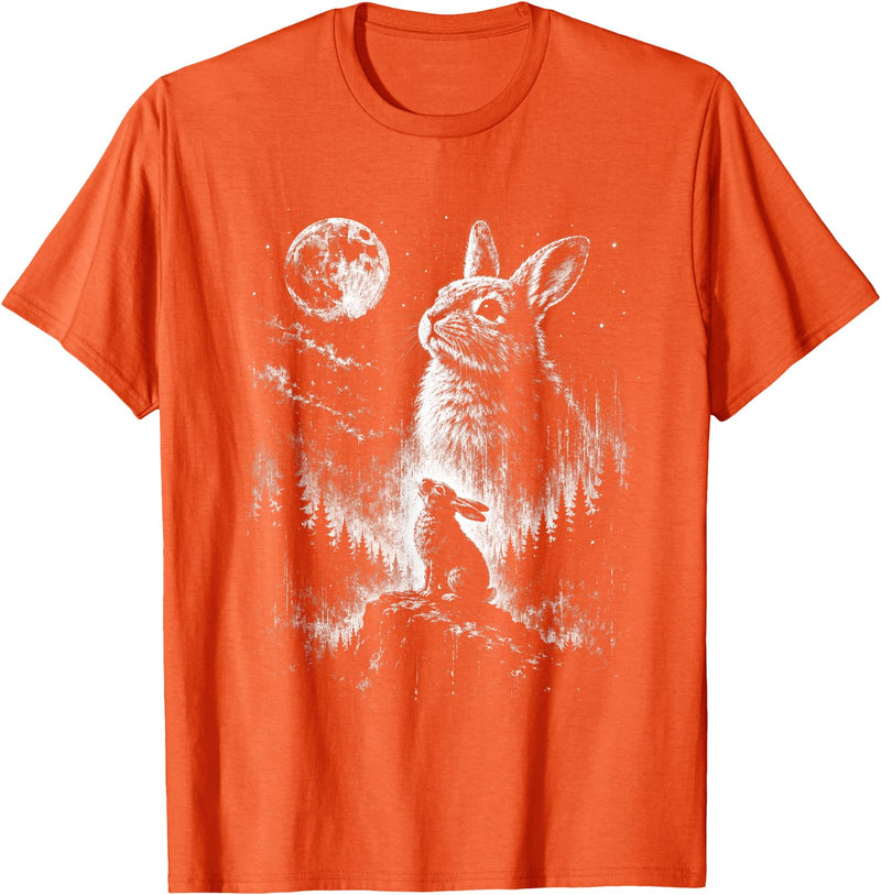 Bunny Rabbit Howling to the Moon Bunny Howl At T-Shirt in Orange
