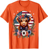 Funny July 4th Highland Cow Farm Lovers Gift Ideas Cute Highland Cow Florals 4th of July USA Flag Patriotic T-Shirt - Orange