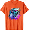 Colorful Artistic Polar Bear Animal Motifs Polar Bear Colorful Music Headphones Artistic Polar Bears T-Shirt - Orange