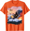 Random Galaxy Bear Riding Shark Funny T-Shirt - Orange