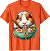 Cute Guinea Pig Gifts Guinea Pig Eating Ramen Japanese Noodles T-Shirt - Orange
