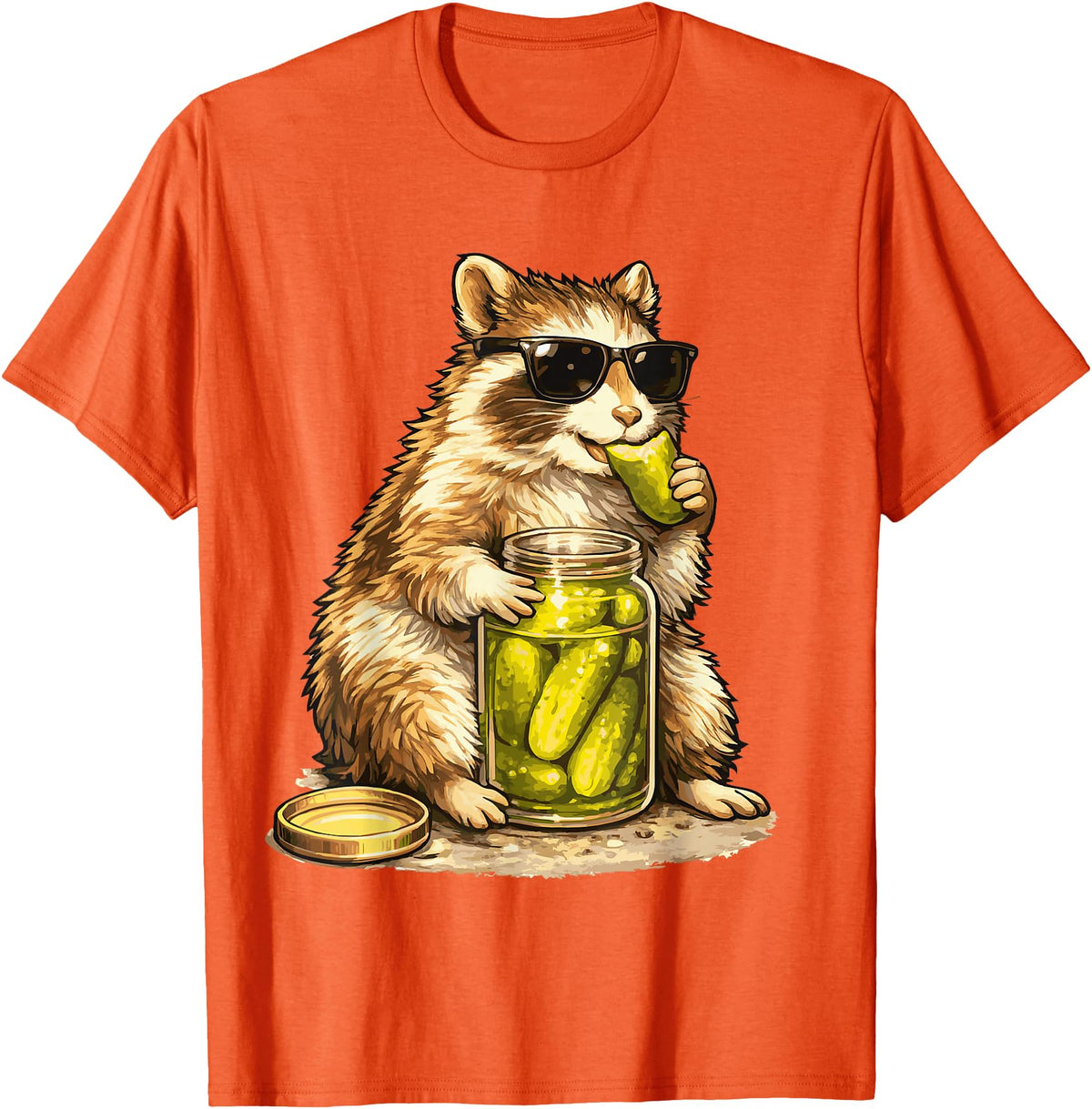 Pickle Munching Guinea Pig Designs Funny Guinea Pig Pickle Lover T-Shirt - Orange