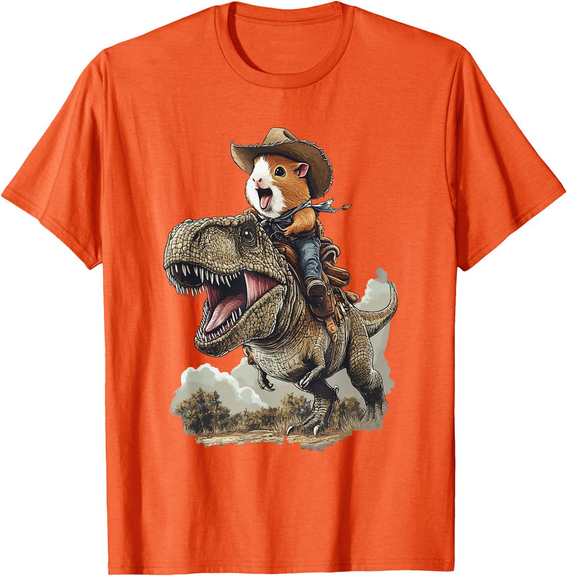 Animal Cowboy Guinea Pig Rex Cowboy T-Shirt - Orange