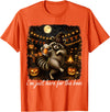 Halloween Tees Kids Women Men I'm Just Here for The Boos Funny Raccoon Pumpkin Halloween T-Shirt - Orange