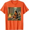 Wildfire Adventure Awaits Co. Bear Camping by the Campfire. Nature Adventure Funny Garment T-Shirt - Orange