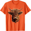 Cute Scottish Highlander Cattle Designs Scottish Highland Cow Messy Bun Scottish Highlander Cow T-Shirt - Orange
