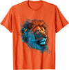 Teexpression Roaring Colors - Lion Graphic Design with a Vibrant Twist T-Shirt Small - Orange