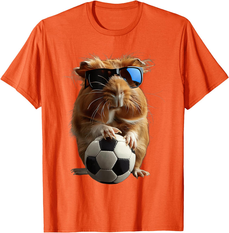 Animal Soccer Design Guinea Pig Soccer T-Shirt - Orange