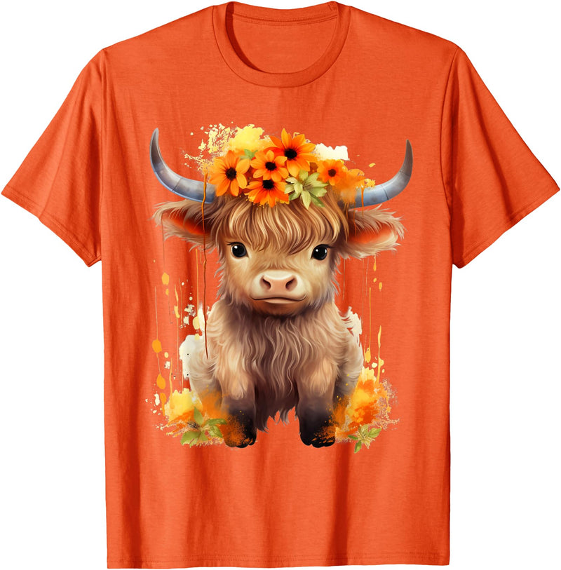 Western Shirts for Girls Men, Highland Cow Gifts Cow, Scottish Highland Cow, Western Wear, Highland Cow T-Shirt - Orange