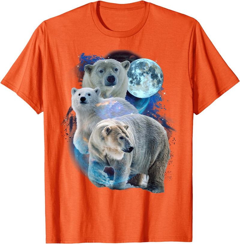 Polar Bears Art Vibes 3 Moon Polar Bears Funny Fur Marine Mammals Bear Art Humor T-Shirt - Orange