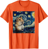 Hamster Van Gogh Style Starry Night T-Shirt - Orange