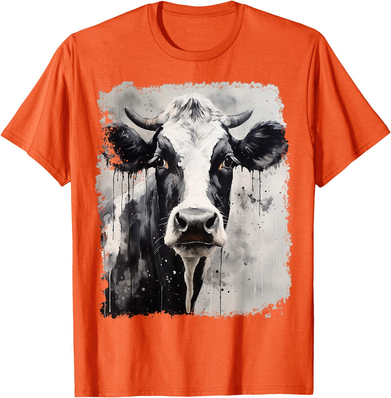 Noah&Friends A Black White Cow T-Shirt - Orange