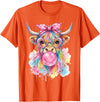 Cute Highlander Cow Lover Designs Highland Cow Blowing Bubblegum T-Shirt - Orange