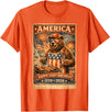 USA Birthday 250th American Spirit Tees All Ages Celebrate 250 Years with Fun Bear BBQ Graphic T-Shirt - Orange