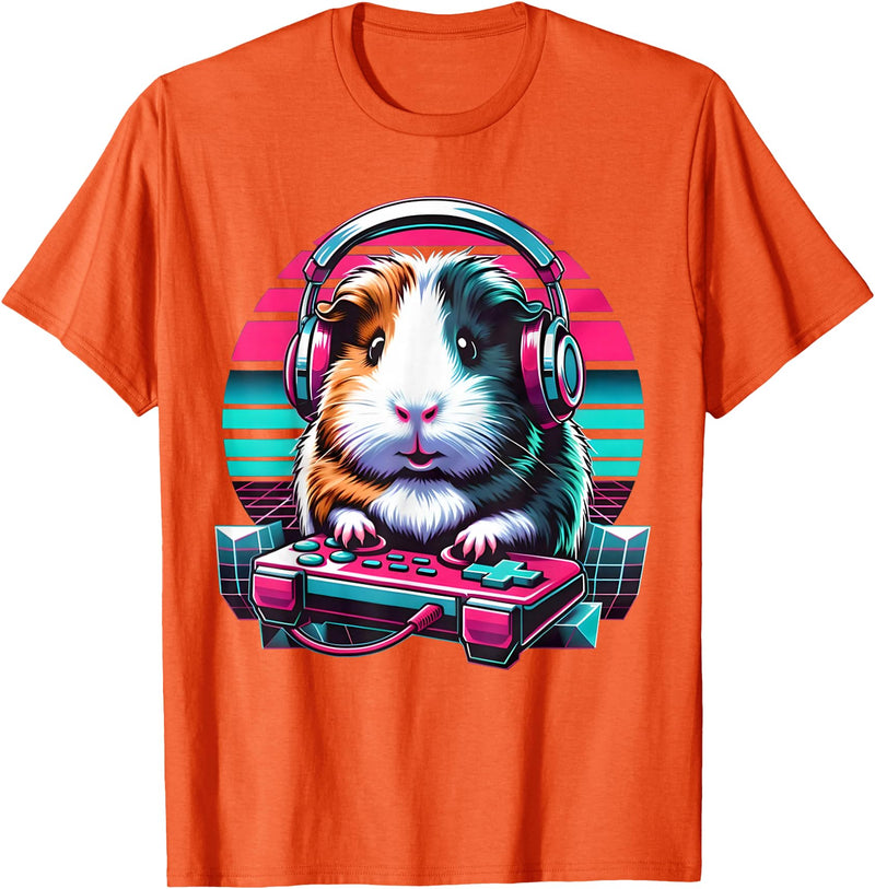 Guinea pig Rodent Game Lover Clothing Co. Guinea Pig Video Game Rodent Lover Animal Guinea Pigs Gamers T-Shirt - Orange