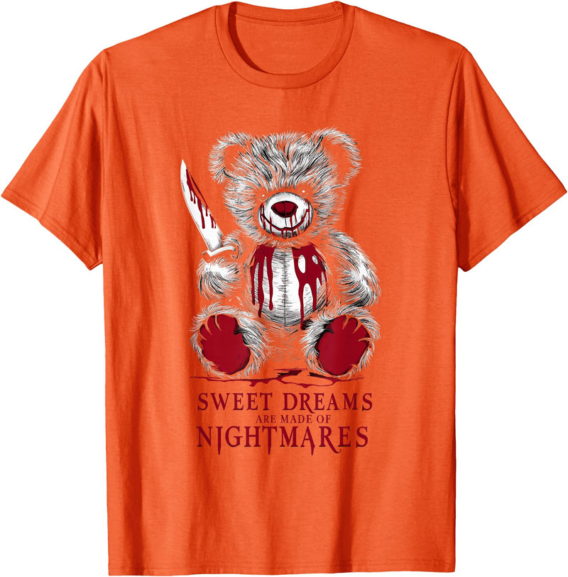 Horror Teddy Bear Horror Movie Scary Creepy Terrifying Teddy Spooky Plush Horror Teddy Bear Scary T-Shirt - Orange