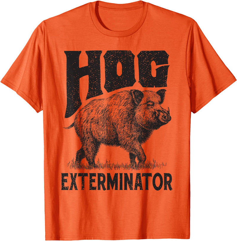 Hunting - Big Ray Designs Funny Hunting Hog Pig Sus Hunting Hog Exterminator apparel T-Shirt - Orange
