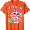 Happy Easter Coquette Easter Egg Rabbit Bunny Women Girl Kid T-Shirt in Orange