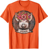 Pig with Flowers Vegan Retro Products Pig with Flowers Vegan Retro – Boho Hippie Cute T-Shirt - Orange
