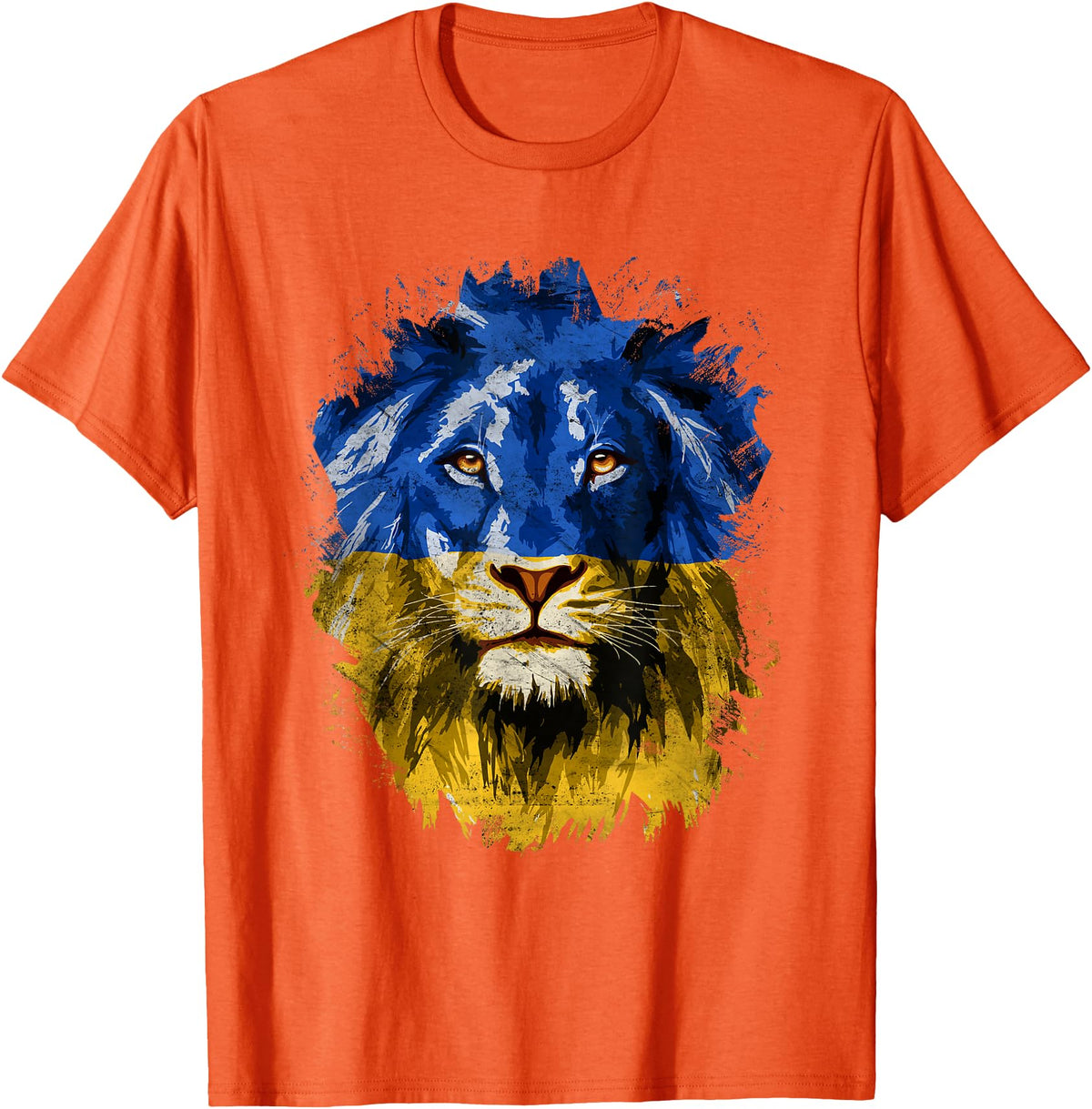 Vintage Yellow & Blue Flag Lion Face National Colours T-Shirt - Orange