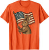 Rabbit Bunny American Flag 4th of July T-Shirt in Orange