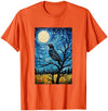 Bird Designs. Magpie Crow Raven Bird Van Gogh Style Starry Night Graphic T-Shirt - Orange