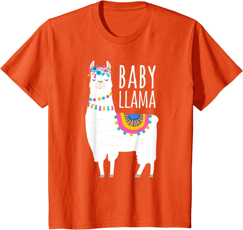 Mama Llama Lover Gifts by Memme Baby Llama Shirt for Girls, Daughter T-Shirt - Orange