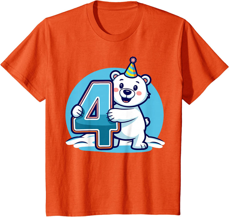 Kids Polar Bear Shirts Kids 4th Birthday Polar Bear Kids T-Shirt - Orange