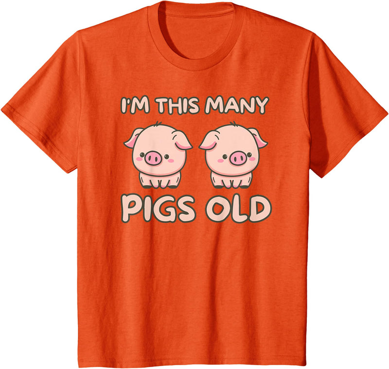 Pigs lover Birthday Gifts Toddler I'm This Many Pigs Old - 2nd Birthday Pig 2 Years Old Bday T-Shirt - Orange