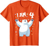 4 years old 4th birthday Polar Bear Kids 4 Years old 4 birthday Polar Bears Boy girl Polar Bear T-Shirt - Orange
