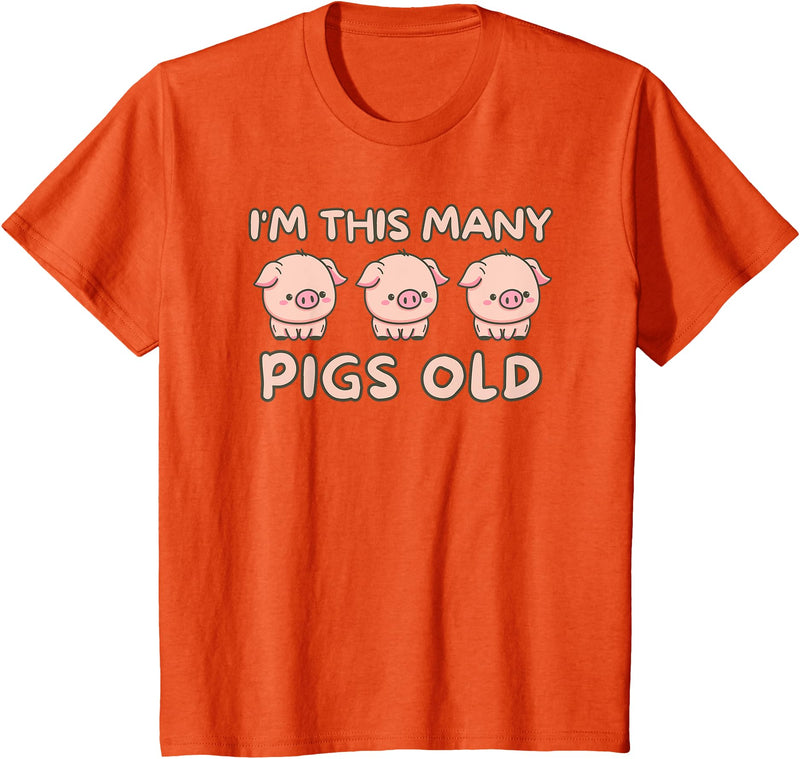 Pigs lover Birthday Gifts Toddler I'm This Many Pigs Old - 3rd Birthday Pig 3 Years Old Bday T-Shirt - Orange
