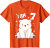 7 years old 7th birthday Polar Bear Kids 7 Years old 7 birthday Polar Bears Boy girl Polar Bear T-Shirt - Orange