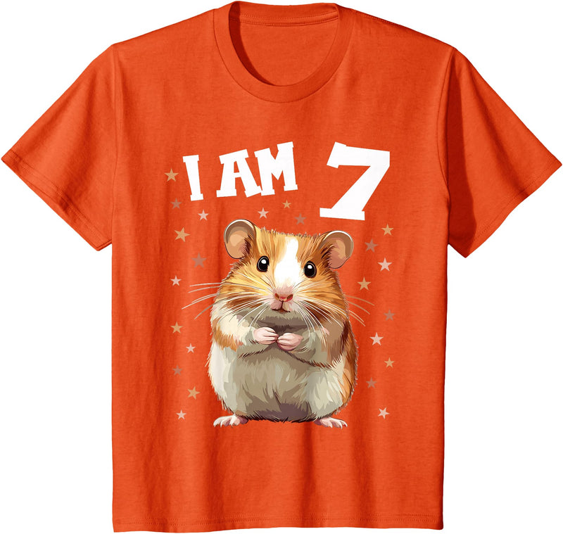 7 Years old 7 birthday Hamsters Boy Girl Hamster T-Shirt - Orange