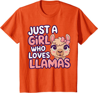 Kids Llama Shirts Girl Llama Kids T-Shirt - Orange