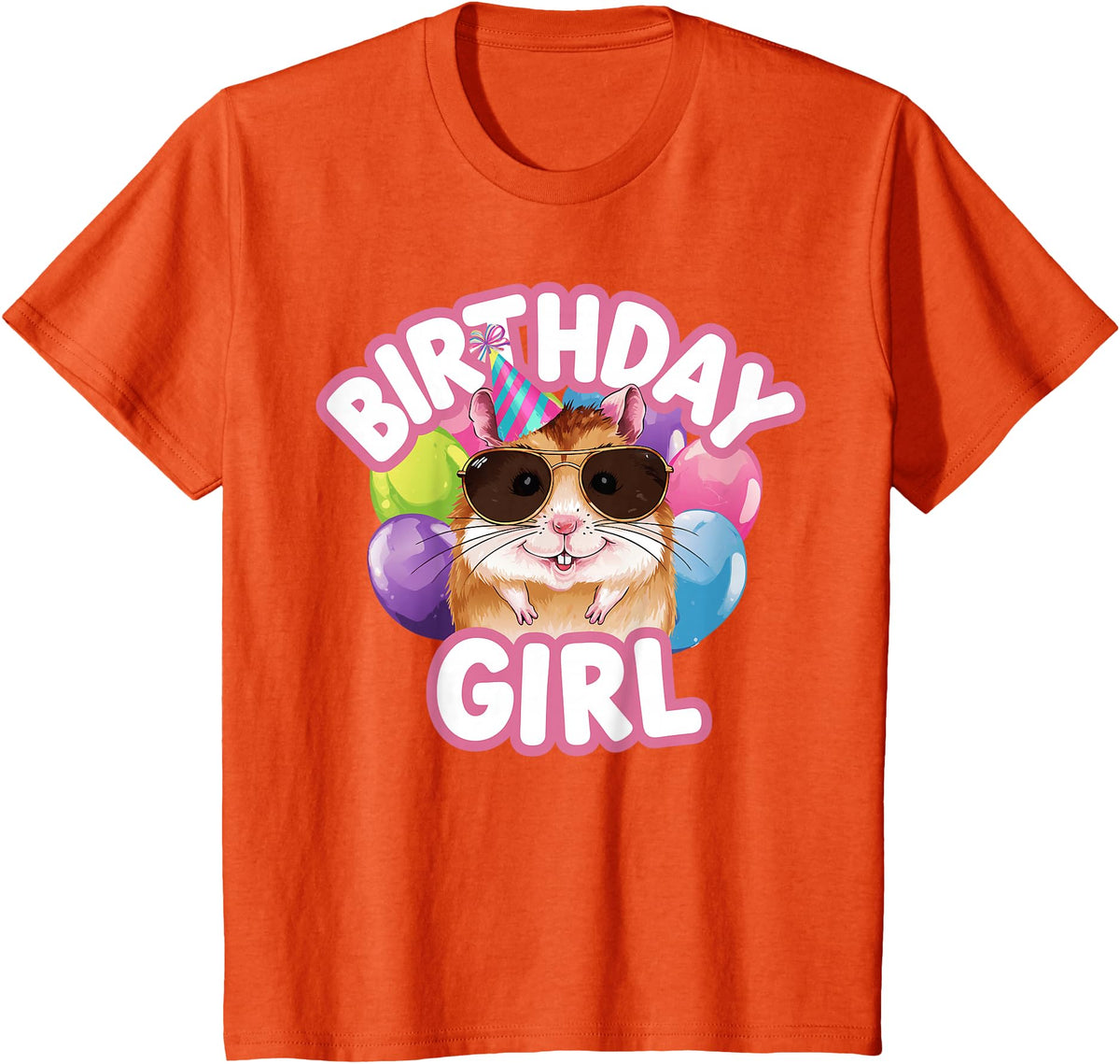 Girl Birthday Hamster Kids T-Shirt - Orange