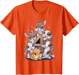 4th Birthday Bunny Rabbit Girl Birthday Age 4 T-Shirt in Orange