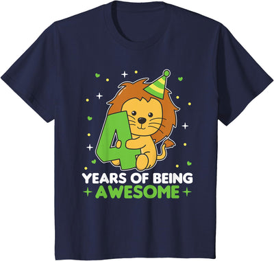 Lion 4th Birthday For Kids Four Years Old T-Shirt