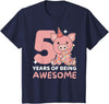 Pig Birthday Gift Cute Animals Pig For The 5th Birthday For Children Five Years Old T-Shirt - Navy Blue