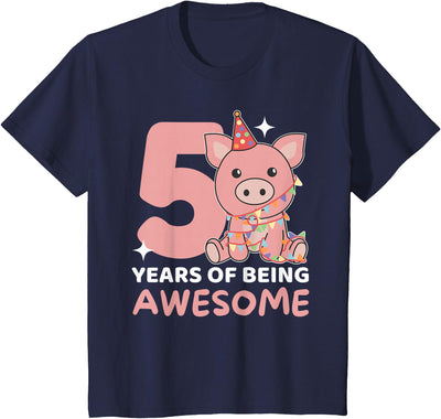 Pig For The 5th Birthday For Children Five Years Old T-Shirt