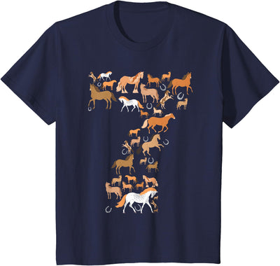 Horseback Riding B-Day Clothing Little Girls 7 Years Old 7th Birthday Horse Graphic Cute T-Shirt