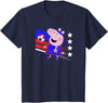 Kids Peppa Pig George Pig Football Soccer V3 T-Shirt - Navy Blue