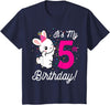 Its My 5th Birthday Girl Bunny Rabbit Theme Party (five) T-Shirt in Navy Blue