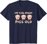 Pigs lover Birthday Gifts Toddler I'm This Many Pigs Old - 3rd Birthday Pig 3 Years Old Bday T-Shirt - Navy Blue
