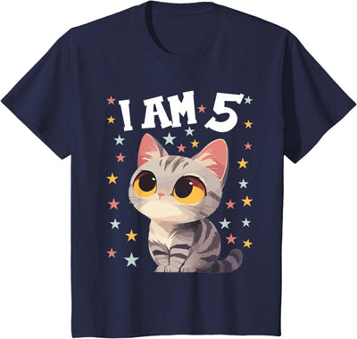 5 years old 5th birthday American Shorthair Cat Kids 5 Years old 5 birthday American Shorthair Cat T-Shirt