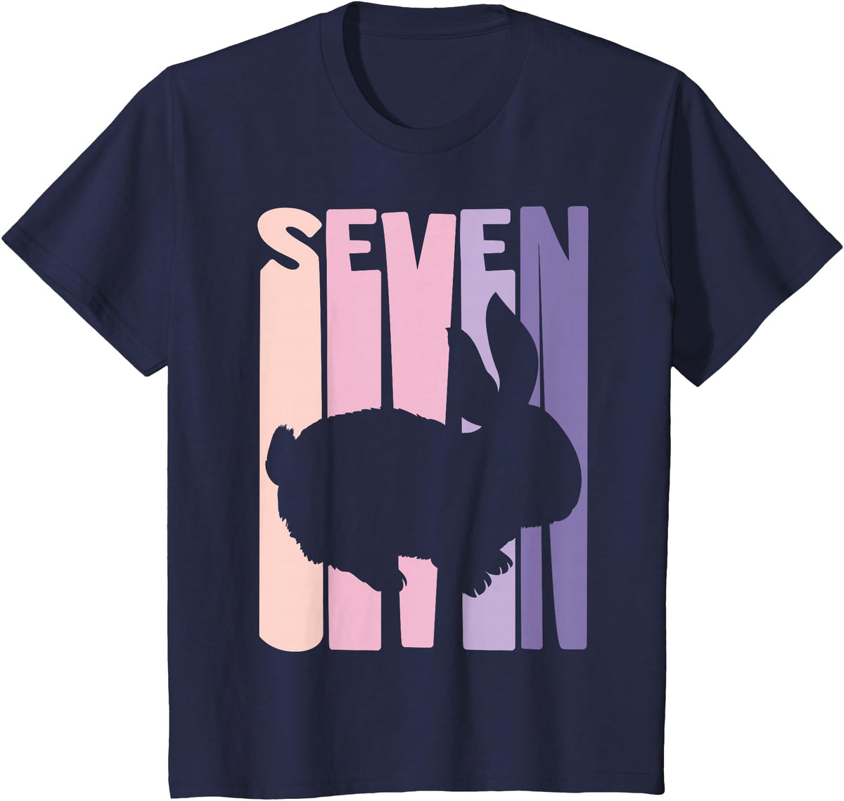 7th Birthday Gift Bunny Rabbit Fan 7 Years Old Girl T-Shirt in Navy Blue