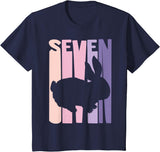7th Birthday Gift Bunny Rabbit Fan 7 Years Old Girl T-Shirt in Navy Blue